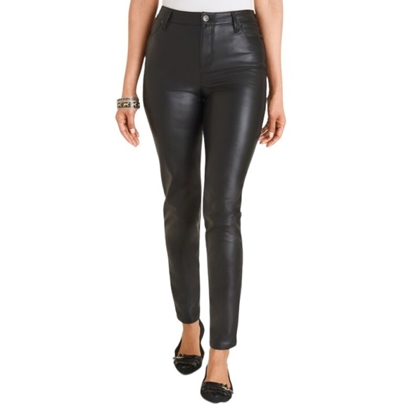 Chico's Faux Leather Slim Pants Size US 8 Petite - Picture 1 of 11